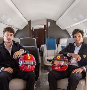 Millennial Magazine - brand marketing - sports partnerships - vistajet ferrari with charles leclerc and carlos sainz erik romano