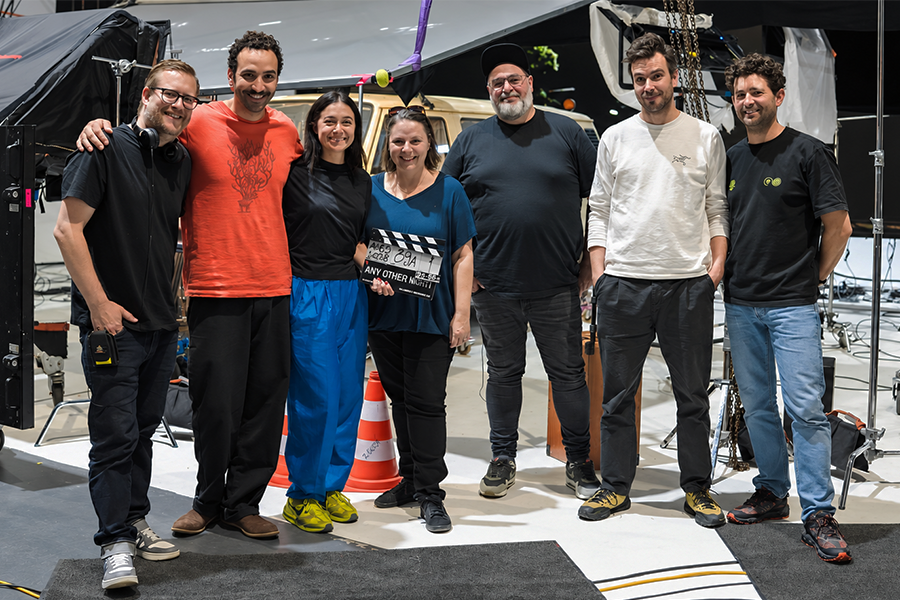 Sol Bondy with Marwan Kenzari, Tatiana Maslany and the cast and crew of Any Other Night in Berlin