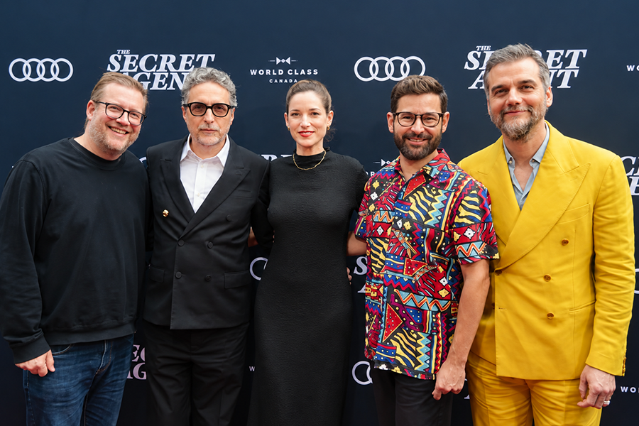Sol Bondy, Fred Burle, Kleber Mendonça Filho, Emilie Lesclaux and Wagner Moura at the TIFF NEON party in Toronto